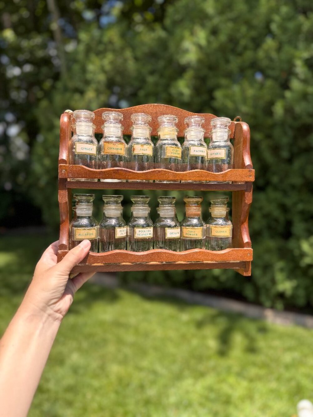 Mid-Century Woodpecker Woodware 12-Piece Spice Rack Set | Made in Japan